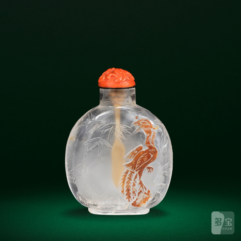 十八/十九世紀 水晶巧雕鳳紋鼻烟壺 | A ROCK CRYSTAL 'PHOENIX' SNUFF BOTTLE - 图3